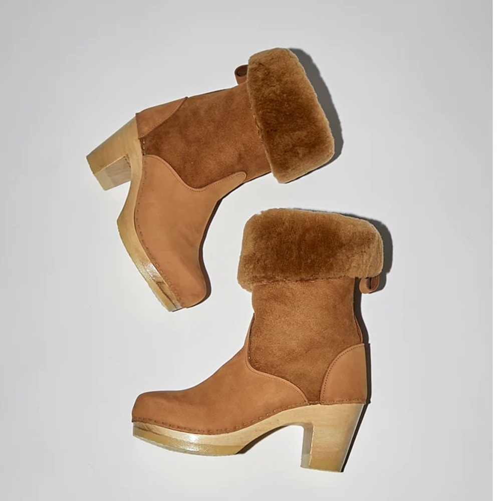 No. 6 Shearling Clog Pull on Boots in Chocolate Brown